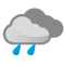 Céu encoberto com chuva fraca